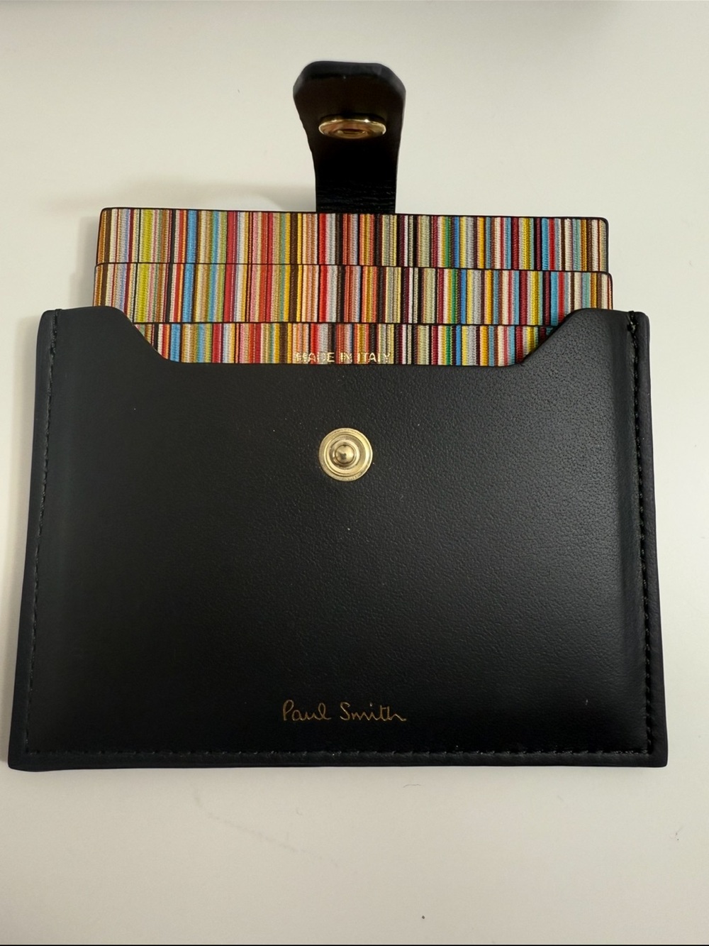 Paul Smith
Black Leather Credit Hard Holder With ‘Signature Stripe’ Pull Out - Picture 13 of 14